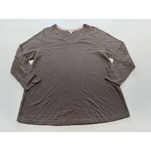 J Jill Beige V Neck Long Sleeve Shirt  Size XL Casual Work Attire